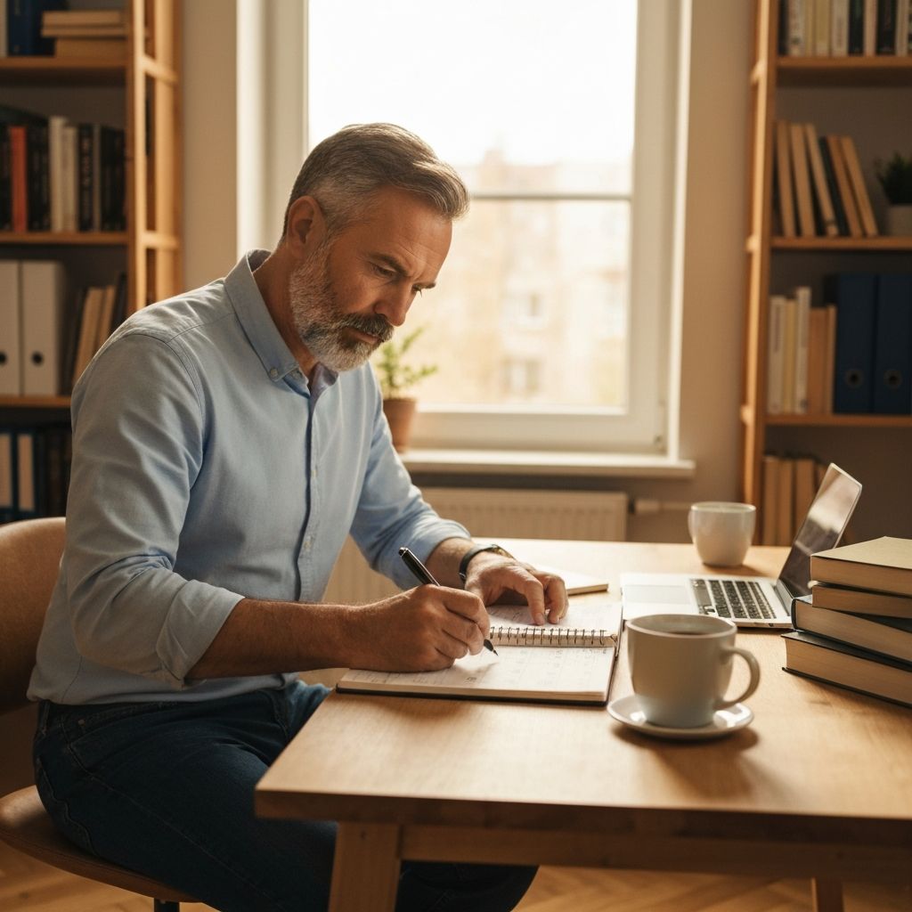 Man organizing daily schedule
